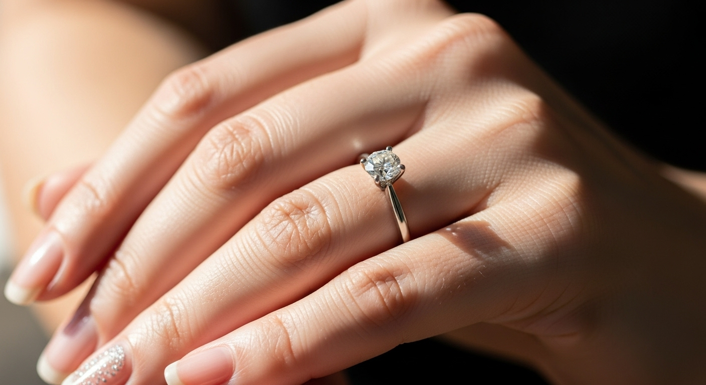 Pierścionek zaręczynowy na dłoni